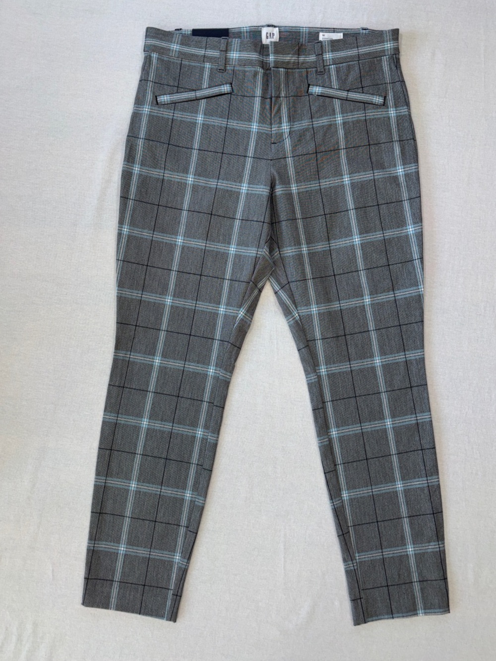 GAP Gray Plaid Men’s Pants with Light Blue Windowpane